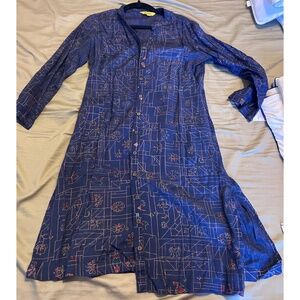 Global Desi Navy Printed Indo-Western Kurti Top | Size S